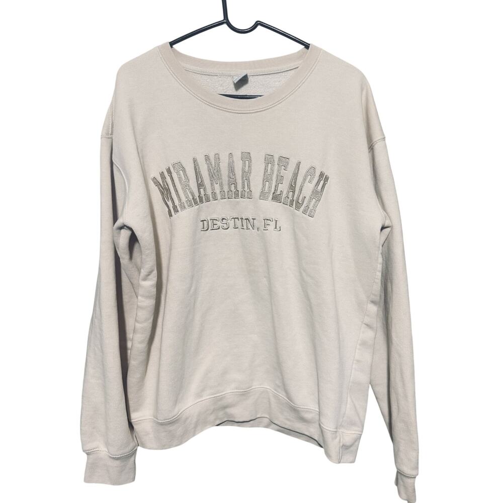 Miramar Beach Hoodie Sweatshirt Destin Florida Spring Break sz L Beige